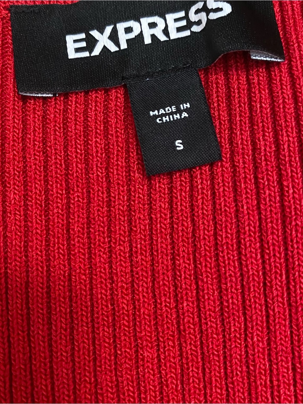 Express Red Ribbed Knit Statement Ruffle Peplum Long-Sleeve Sweater - Picture 5 of 8